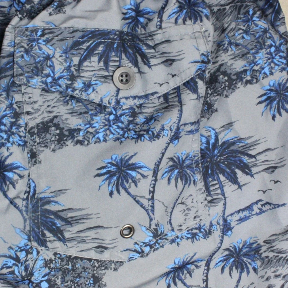 St Johns Bay Swim Trunks 2 Pack Palm Leaf Rock Island XL Black Blue NWT